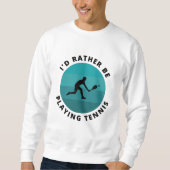 テニスのレトロ遊ブルーサンプレーヤーになりたい スウェットシャツ (正面)