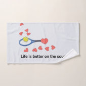 テニスの人生は愛でコートの方が良い ハンドタオル (ハンドタオル)