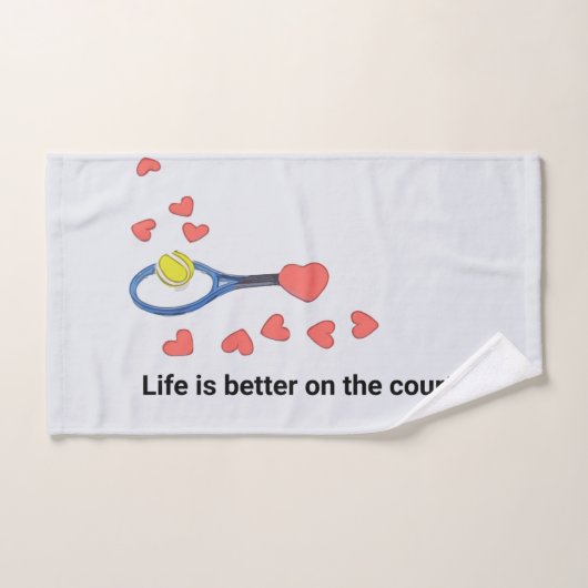 テニスの人生は愛でコートの方が良い ハンドタオル (ハンドタオル)