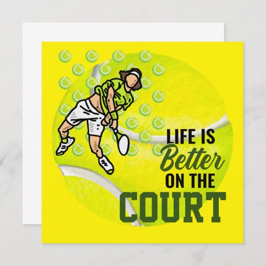 テニスの人生は選手のためにコートの方が良い 招待状 (正面/裏面)