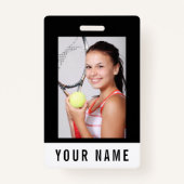 テニスの写真IDバッジ(名前をカスタムする付) バッジ (正面)
