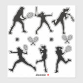 テニスの女子の黒白 シール (シート)