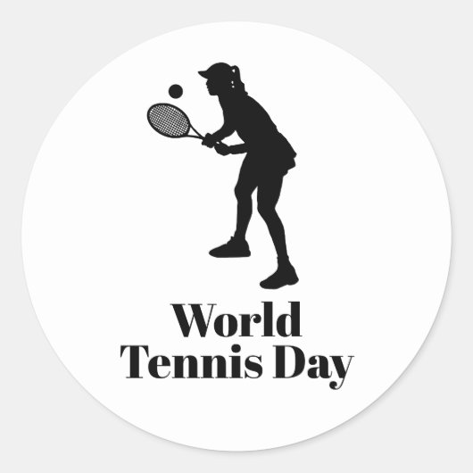 テニスの女性選手のステッカーまたは名前タグ ラウンドシール (正面)