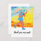 テニスの女性選手 サンキューカード (正面/裏面)