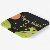 テニスの女遊は黄色のハッピーバースデー ペーパープレート (傾斜あり)