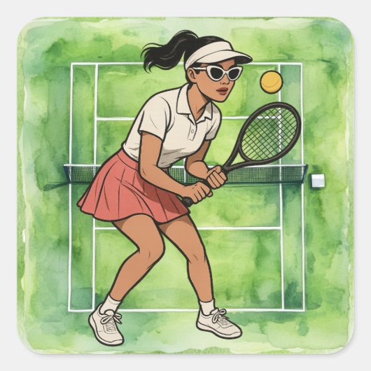 テニスの女遊性はテニス スクエアシール (正面)
