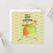 テニスの女遊性は選手のハッピーバースデー カード (正面/裏面インサイチュ)