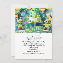 テニスの少年の誕生日 招待状