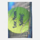 テニスの愛は何も意味しない!やる気を起こさせるおもしろい キッチンタオル (縦)