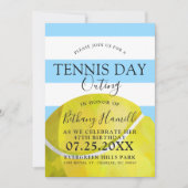 テニスの日の外出|テニスをテーマにした青い招待状 招待状 (正面)