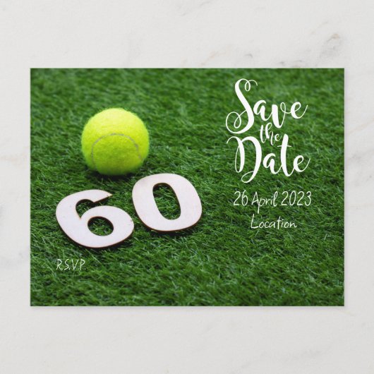 テニスの日付を保存パーティの招待状 ポストカード (正面)