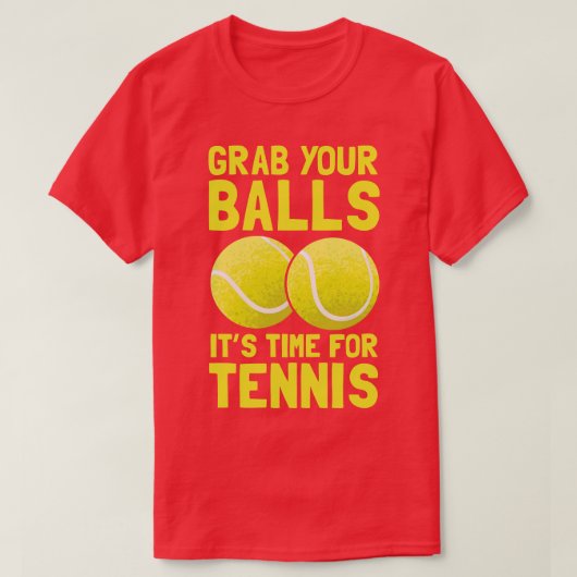テニスの時間にボールを取る Tシャツ (デザイン正面)