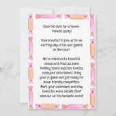 テニスの最初の誕生日パーティーの日付を保存 招待状 (裏面)