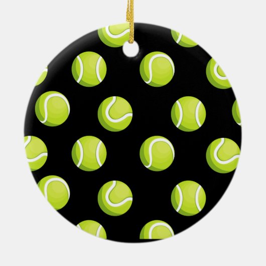 テニスの母とテニスのボールを黒い母 セラミックオーナメント (裏面)