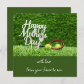 テニスの母の日 ラケットとボールが緑に シーズンカード (正面/裏面)