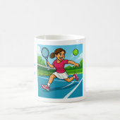 テニスの準備にコーヒーを！ コーヒーマグカップ (中央)