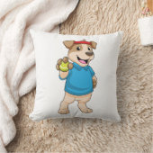 テニスの犬とテニスボール クッション (ブランケット)