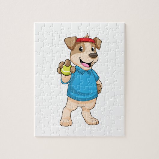 テニスの犬とテニスボール ジグソーパズル (縦)