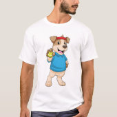 テニスの犬とテニスボール Tシャツ (正面)