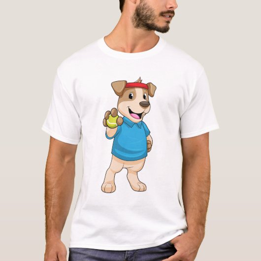 テニスの犬とテニスボール Tシャツ (正面)