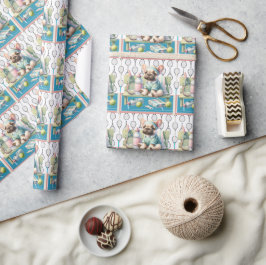 テニスの犬遊が試合に ラッピングペーパー