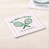 テニスの独身最後のパーティーで大騒ぎしよう ストライプ スクエアペーパーコースター (アングル)