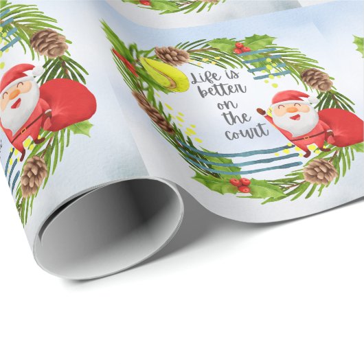テニスの生活は裁判所のクリスマスにより良い ラッピングペーパー (ロールコーナー)