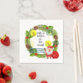 テニスの生活は裁判所のクリスマスパーティーの上で良い スタンダードカクテルナプキン (インサイチュ)