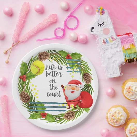 テニスの生活は裁判所のクリスマスパーティーの上で良い ペーパープレート (パーティー)