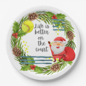 テニスの生活は裁判所のクリスマスパーティーの上で良い ペーパープレート (正面)