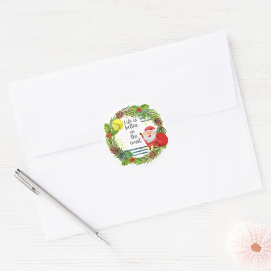 テニスの生活は裁判所のクリスマスパーティーの上で良い ラウンドシール (封筒)