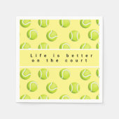 テニスの生活は黄色の方がコートの方が良い スタンダードカクテルナプキン (正面)