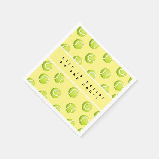 テニスの生活は黄色の方がコートの方が良い スタンダードカクテルナプキン (角)