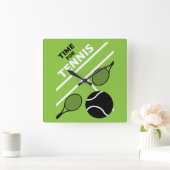 テニスの芝生選手 スクエア壁時計 (ホーム)