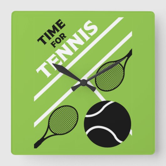 テニスの芝生選手 スクエア壁時計 (正面)