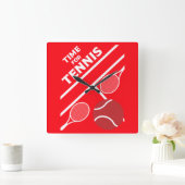 テニスの芝生選手 スクエア壁時計 (ホーム)