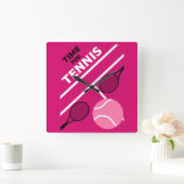 テニスの芝生選手 スクエア壁時計 (ホーム)