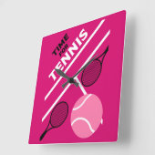 テニスの芝生選手 スクエア壁時計 (傾斜)