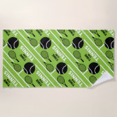 テニスの芝生選手 ビーチタオル (正面)