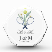  テニスの記念品 新婚ギフト 花嫁 花婿  フォトブロック (正面)