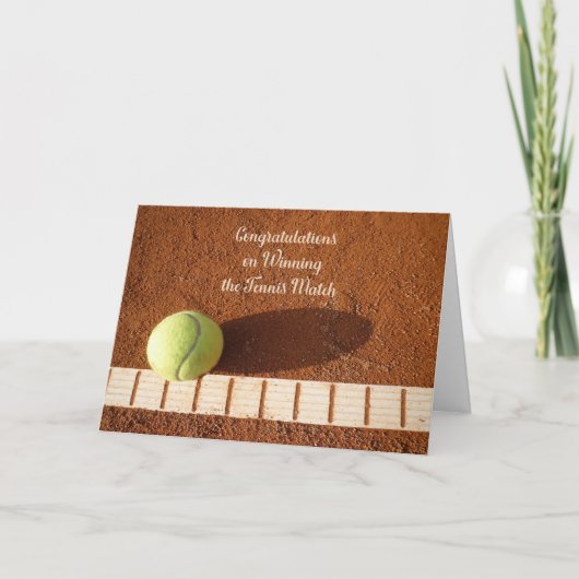 テニスの試合の勝利カードおめでとう サンキューカード (正面)