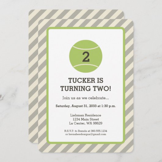 テニスの誕生会 招待状 (正面/裏面)