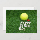 テニスの誕生日おめでとう愛のハート ポストカード (正面/裏面)