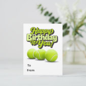 テニスの誕生日おめでとう テニスボール付き ポストカード (スタンド正面)
