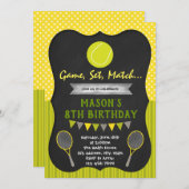 テニスの誕生日のテーマのパーティの招待状 招待状 (正面/裏面)