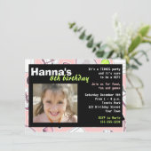 テニスの誕生日のパーティの招待状のピンク 招待状 (スタンド正面)