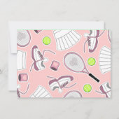 テニスの誕生日のパーティの招待状のピンク 招待状 (裏面)