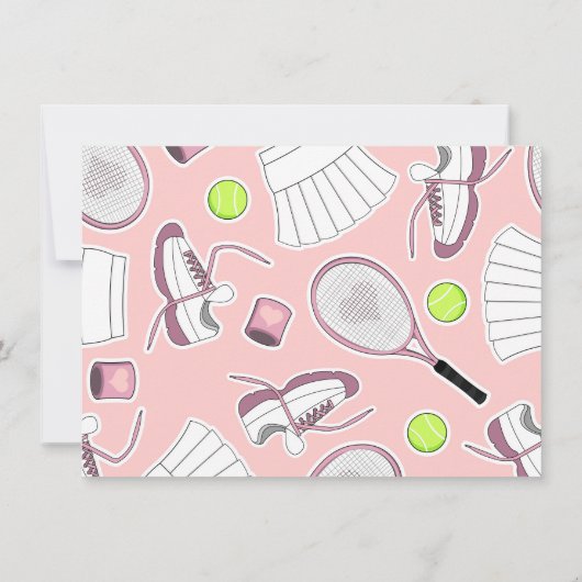 テニスの誕生日のパーティの招待状のピンク 招待状 (裏面)