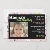 テニスの誕生日のパーティの招待状のピンク 招待状 (正面)