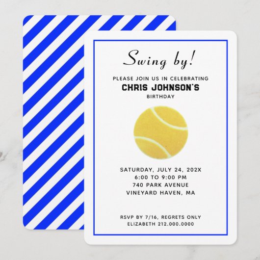 テニスの誕生日パーティー招待状 招待状 (正面/裏面)